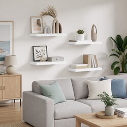 Floating White Wall Shelf for Modern Home Decor