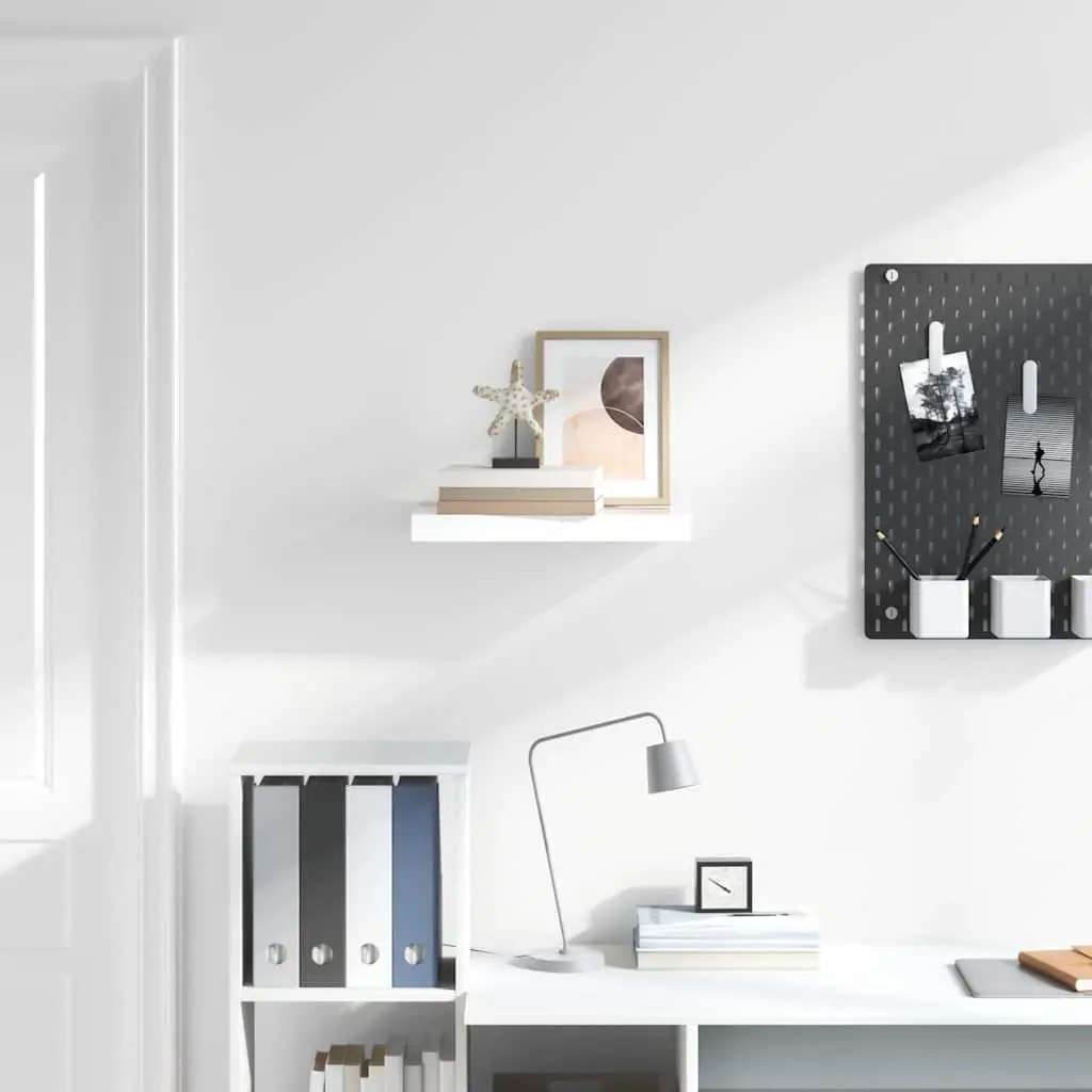 White Floating Wall Shelf Display Ledge Modern Home Decor 50 x 23.5 x 3.8 cm Honeycomb MDF with Metal Frame