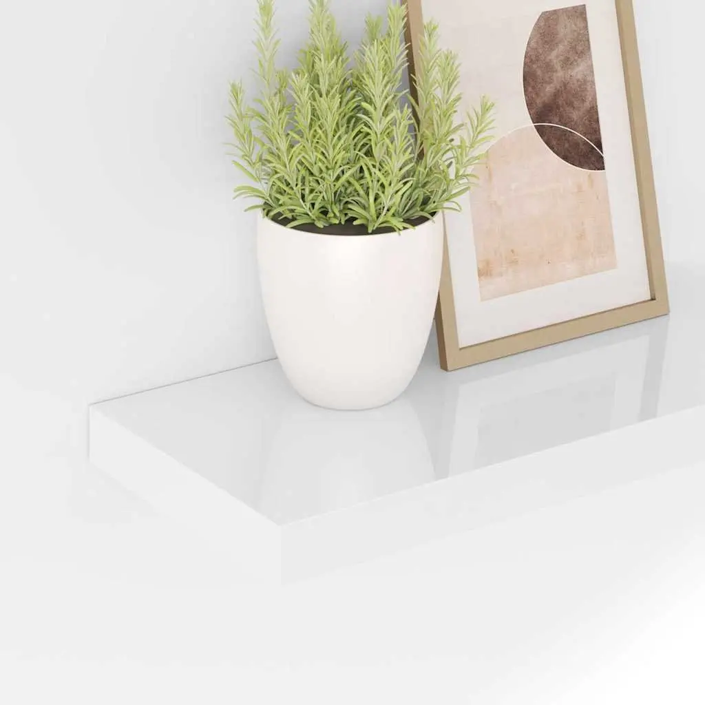 White Floating Wall Shelf Display Ledge Modern Home Decor 50 x 23.5 x 3.8 cm Honeycomb MDF with Metal Frame