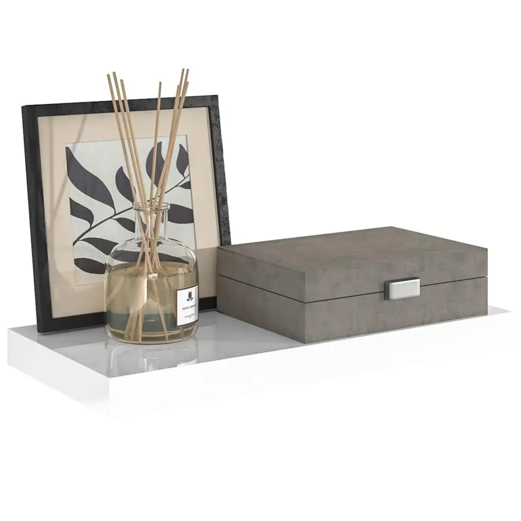 White Floating Wall Shelf Display Ledge Modern Home Decor 50 x 23.5 x 3.8 cm Honeycomb MDF with Metal Frame