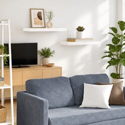 High Gloss White Floating Wall Shelves - 2 Pieces