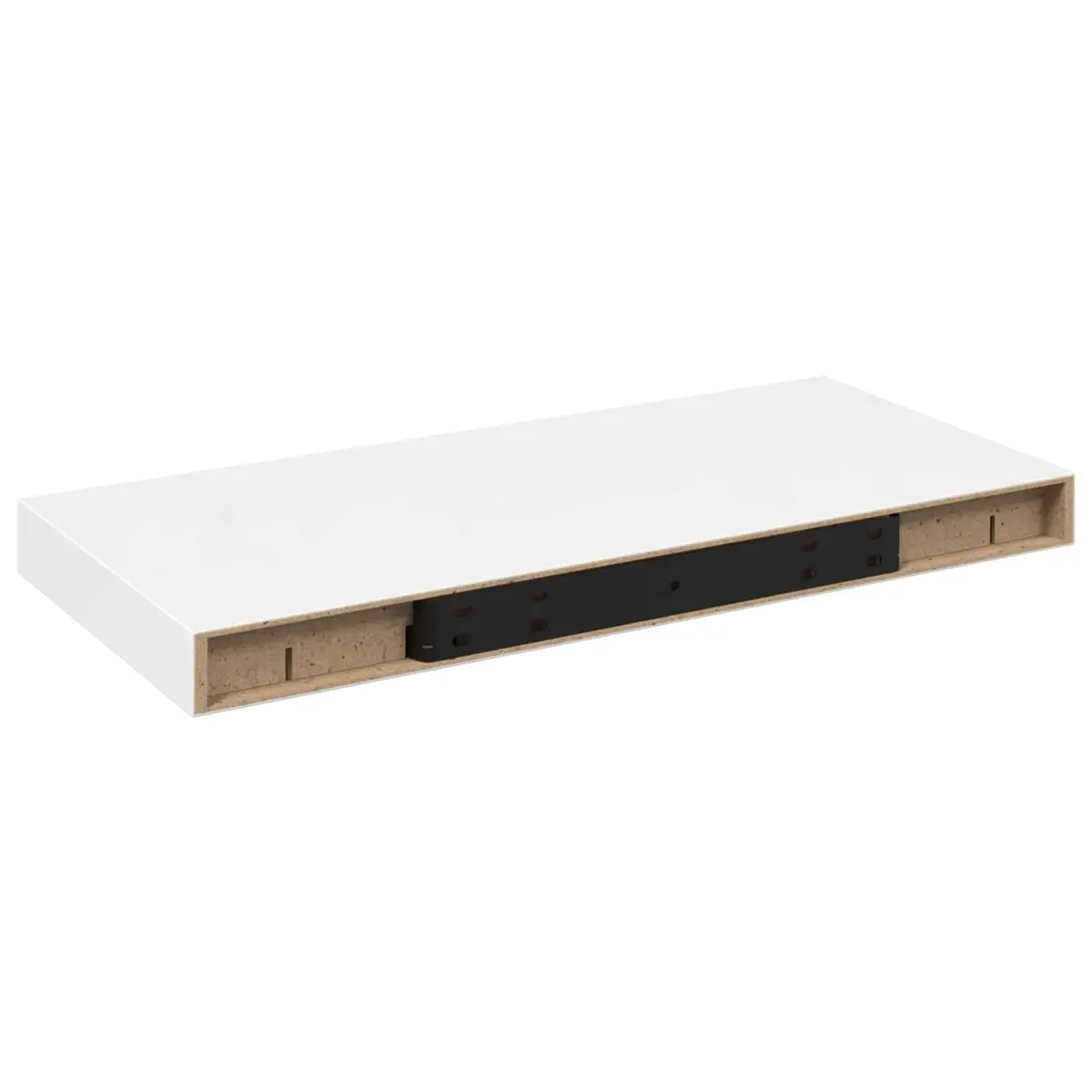 Floating Wall Shelves High Gloss White 50 x 23.5 x 3.8 cm Honeycomb MDF and Metal Frame 2 Piece
