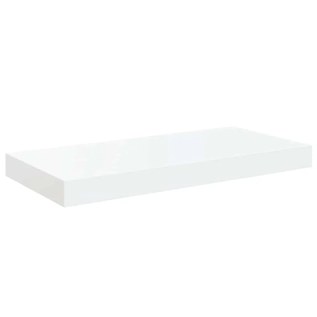 Floating Wall Shelves High Gloss White 50 x 23.5 x 3.8 cm Honeycomb MDF and Metal Frame 2 Piece