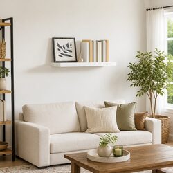 Floating Wall Shelf in White High Gloss for Home Decor