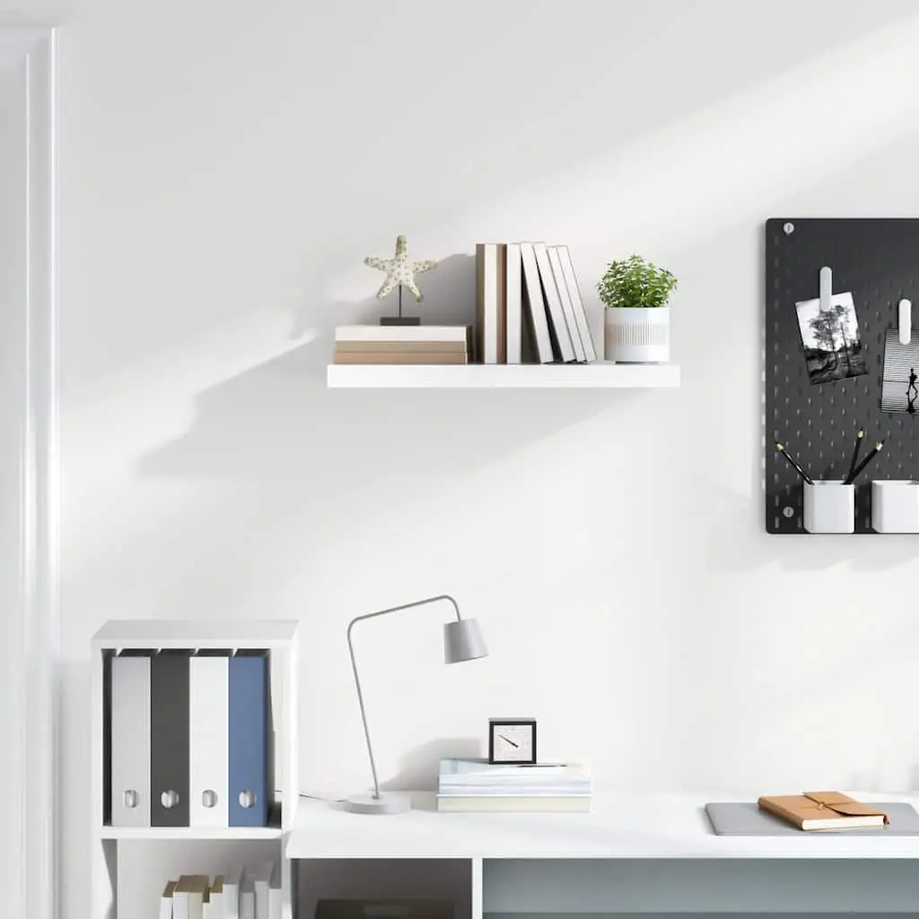 Floating Wall Shelf White High Gloss 60 x 23.5 x 3.8 cm Honeycomb MDF with Metal Frame