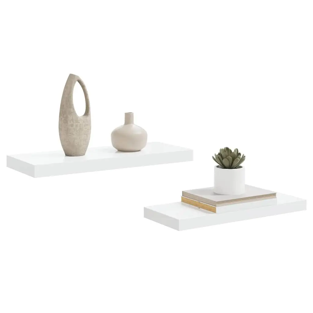 Floating Wall Shelves High Gloss White 60 x 23.5 x 3.8 cm Honeycomb MDF with Metal Frame