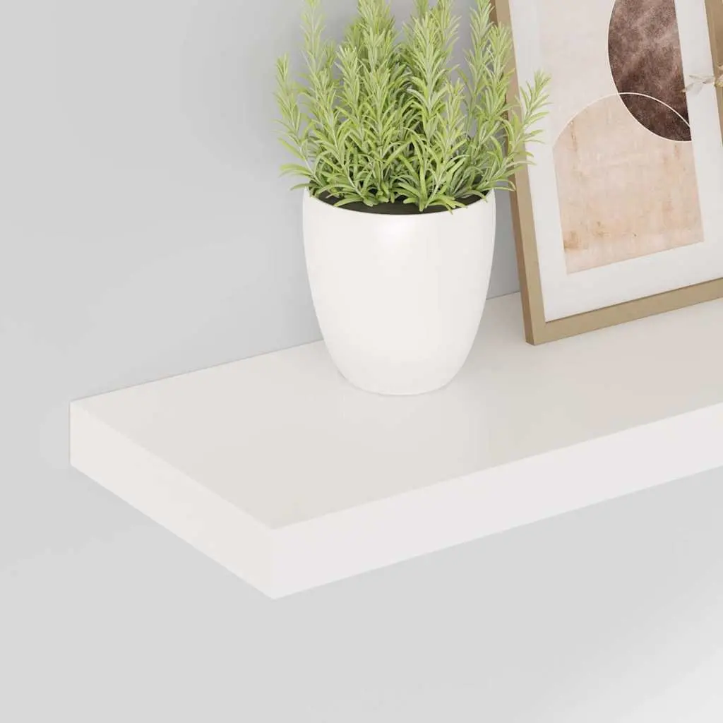 Floating Wall Shelves High Gloss White 60 x 23.5 x 3.8 cm Honeycomb MDF with Metal Frame