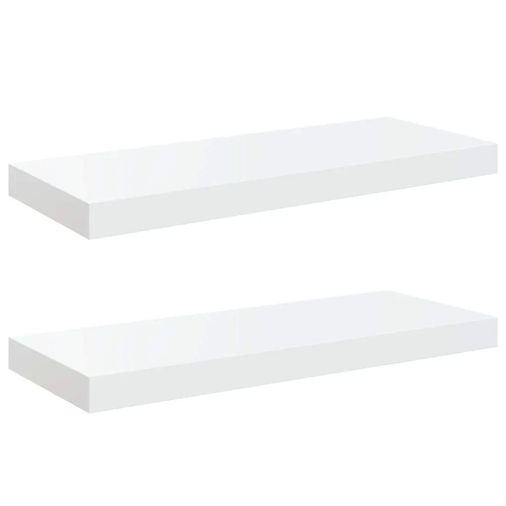Floating Wall Shelves High Gloss White 60 x 23.5 x 3.8 cm Honeycomb MDF with Metal Frame