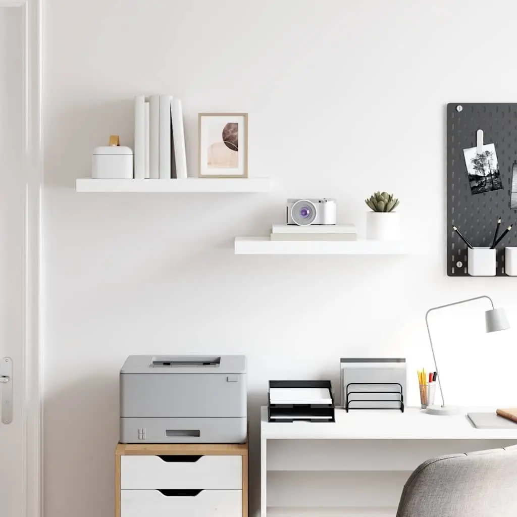 Floating Wall Shelves High Gloss White 60 x 23.5 x 3.8 cm Honeycomb MDF with Metal Frame