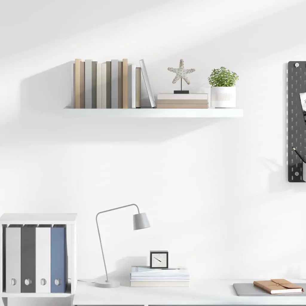 Floating Wall Shelf White 80 x 23.5 x 3.8 cm Honeycomb MDF with Metal Frame