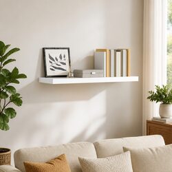 High Gloss White Floating Wall Shelf for Home Display