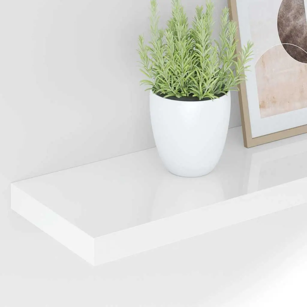 Wall Shelf High Gloss White Floating Display Ledge 90cm Honeycomb MDF