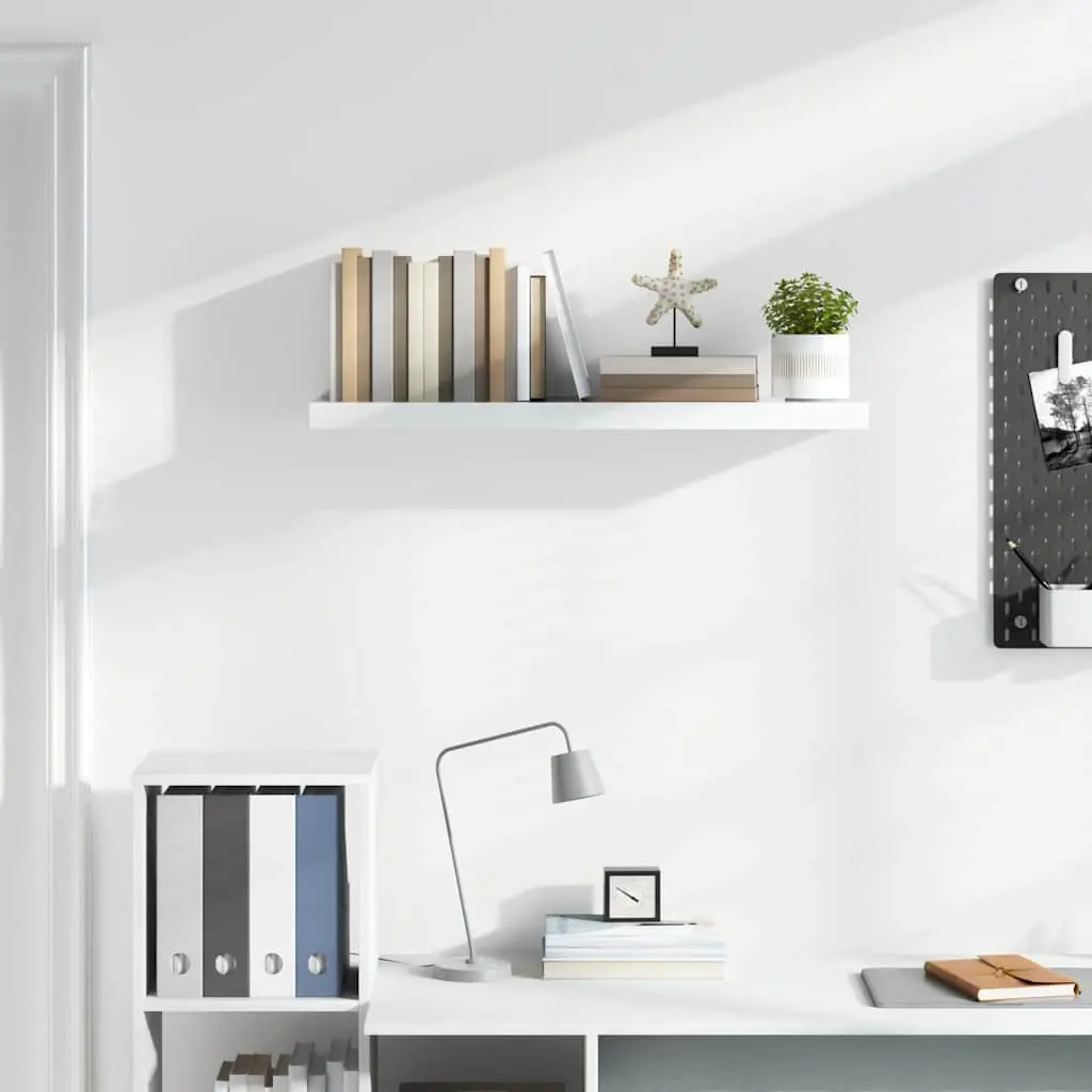 Wall Shelf High Gloss White Floating Display Ledge 90cm Honeycomb MDF