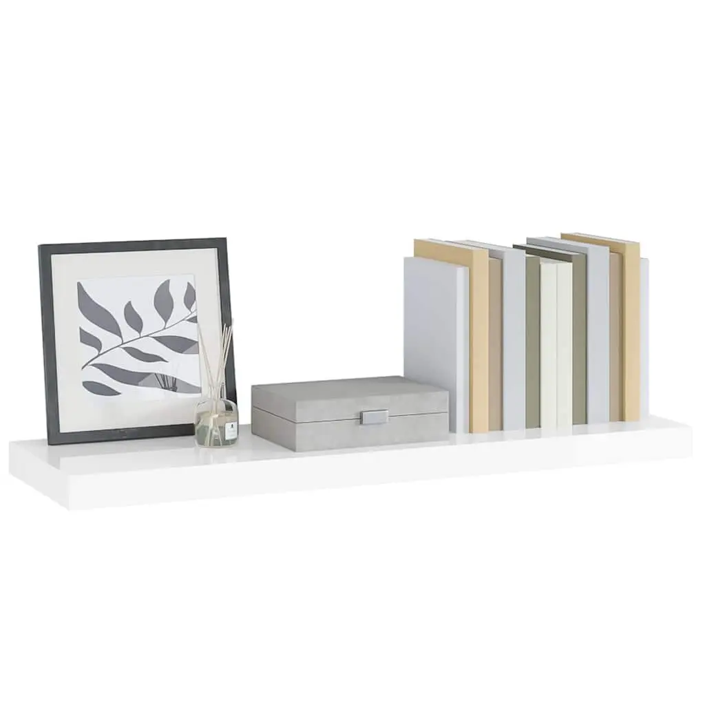 Wall Shelf High Gloss White Floating Display Ledge 90cm Honeycomb MDF