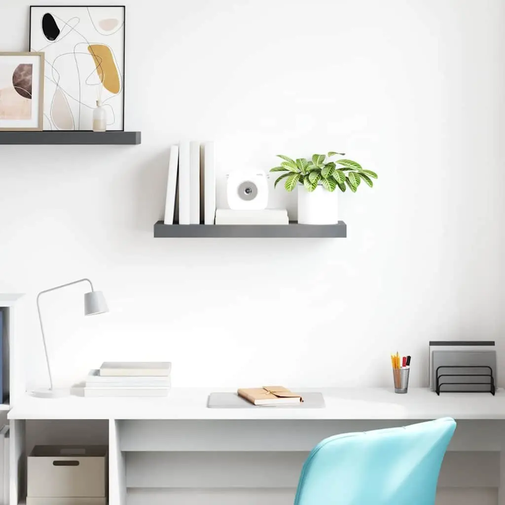 Wall Shelf Floating Display Grey Honeycomb MDF Metal Frame