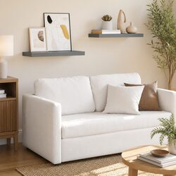 Set of 2 Grey Floating Wall Shelves for Home Decor
