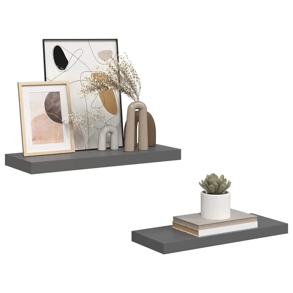 Floating Wall Shelves Grey 60x23.5x3.8cm Honeycomb MDF and Metal Frame