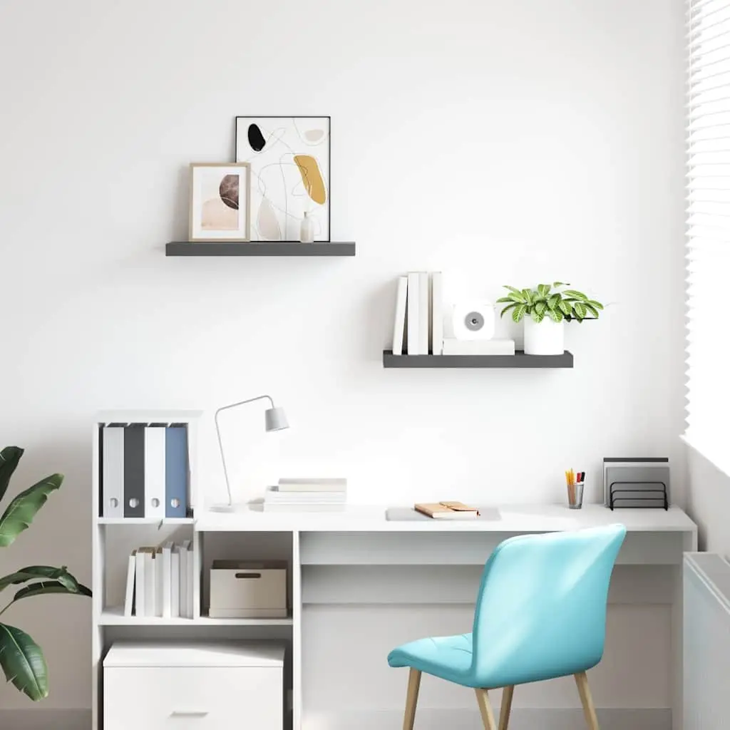 Floating Wall Shelves Grey 60x23.5x3.8cm Honeycomb MDF and Metal Frame