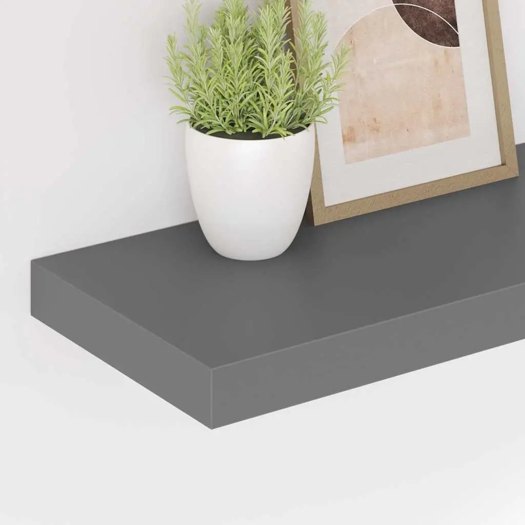 Floating Wall Shelves Grey 60x23.5x3.8cm Honeycomb MDF and Metal Frame