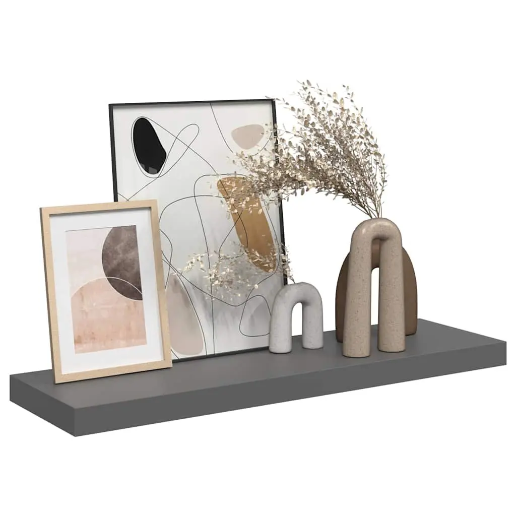 Floating Wall Shelf Grey High Gloss MDF Honeycomb Frame