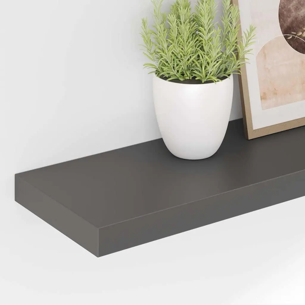 Floating Wall Shelf Grey High Gloss MDF Honeycomb Frame