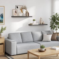 High Gloss Grey Floating Wall Shelves Set of 2