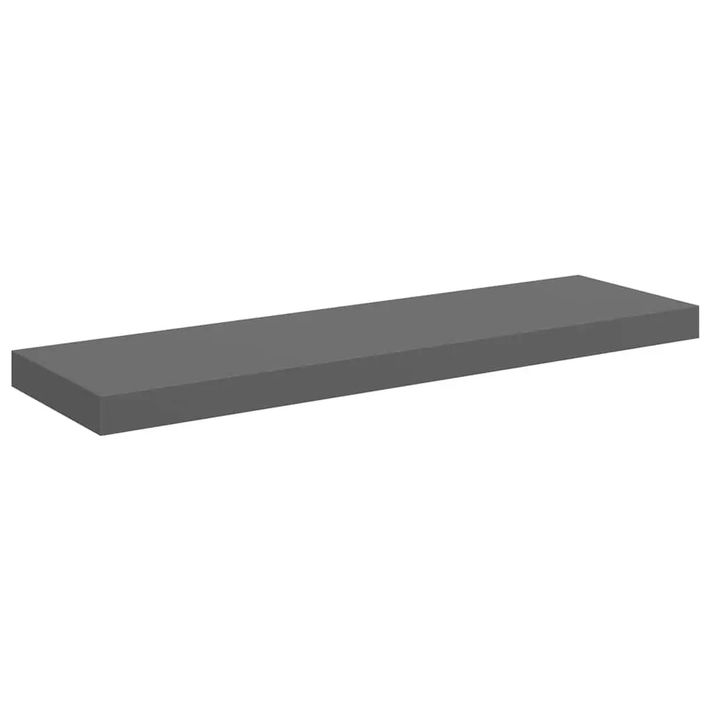 Floating Wall Shelves High Gloss Grey 80 x 23.5 x 3.8 cm Honeycomb MDF and Metal Frame 2 Piece