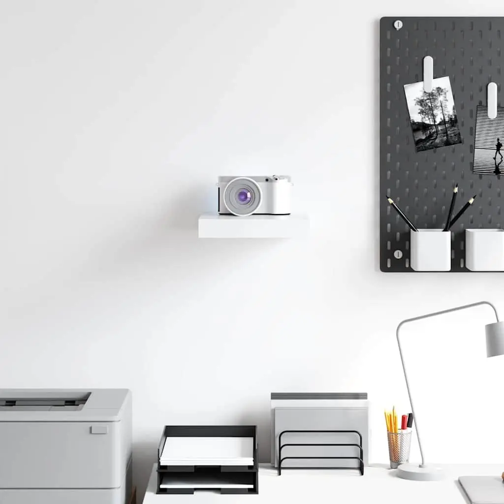 White Floating Wall Shelf Display Ledge Invisible Mount MDF Honeycomb Frame 23 x 23.5 x 3.8 cm