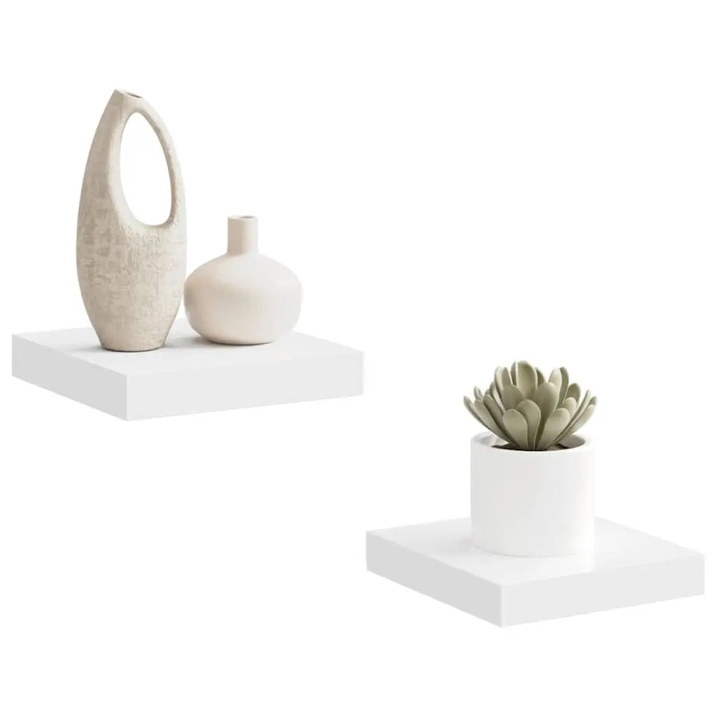 Floating Wall Shelves White 2 Piece Display Rack Honeycomb MDF with Metal Frame