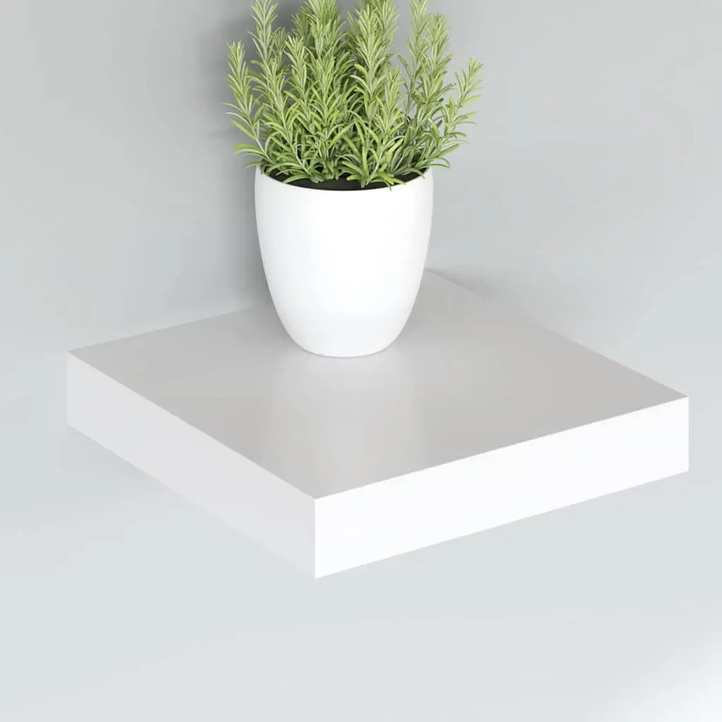 Floating Wall Shelves White 2 Piece Display Rack Honeycomb MDF with Metal Frame