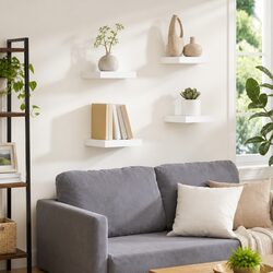 4-Piece White Floating Wall Shelves for Cozy Display