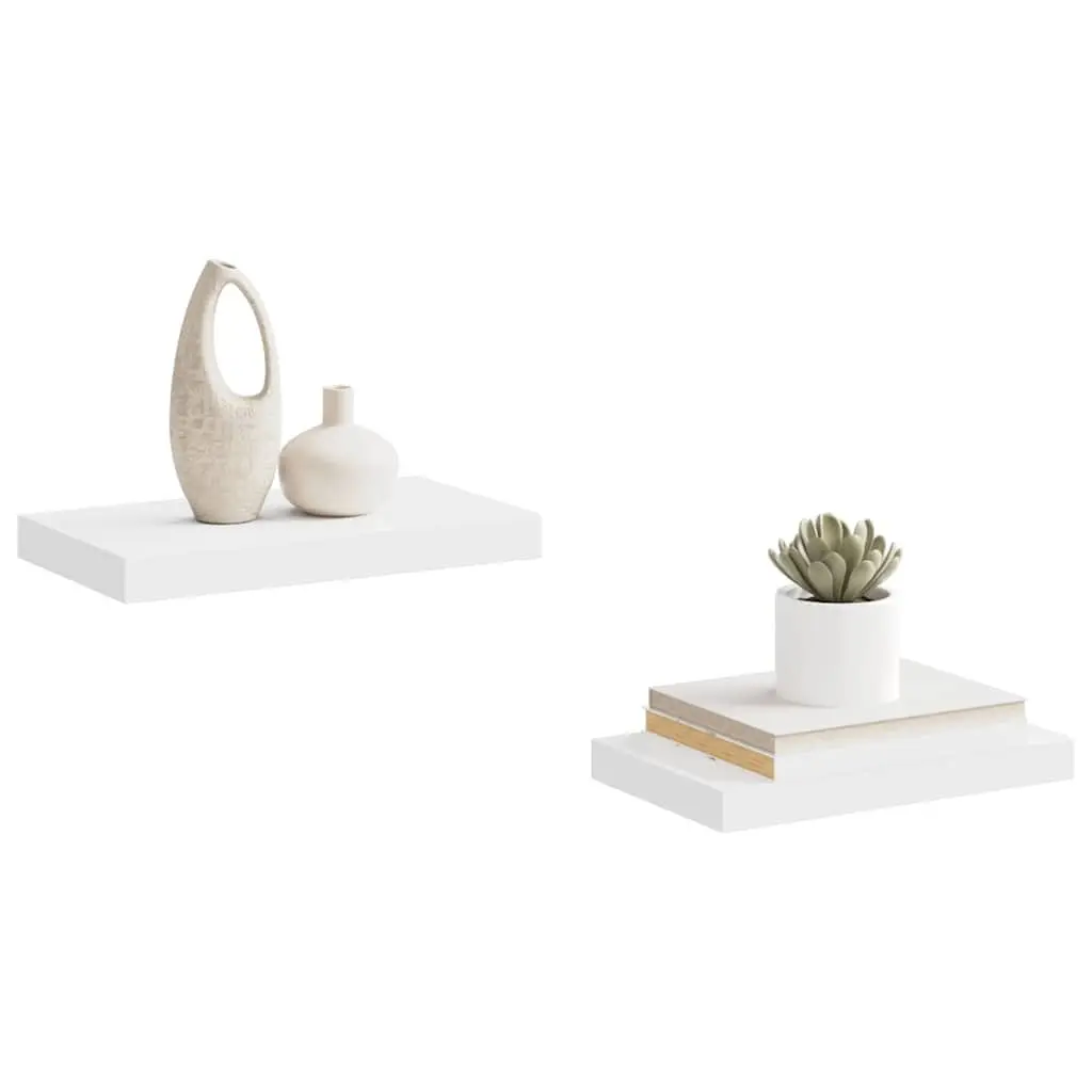 Floating Wall Shelves White Set of 2 Honeycomb MDF and Metal Frame 40 x 23.5 x 3.8 cm
