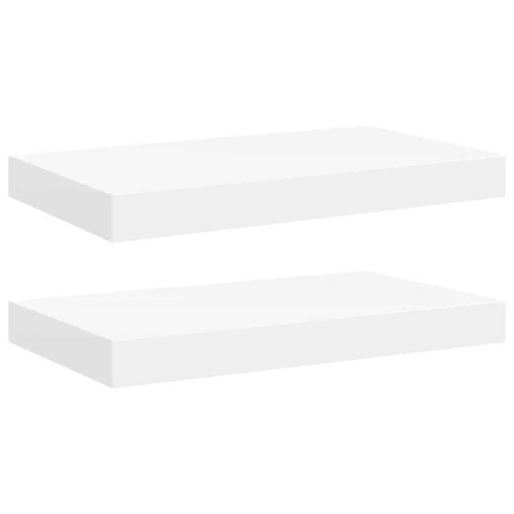 Floating Wall Shelves White Set of 2 Honeycomb MDF and Metal Frame 40 x 23.5 x 3.8 cm