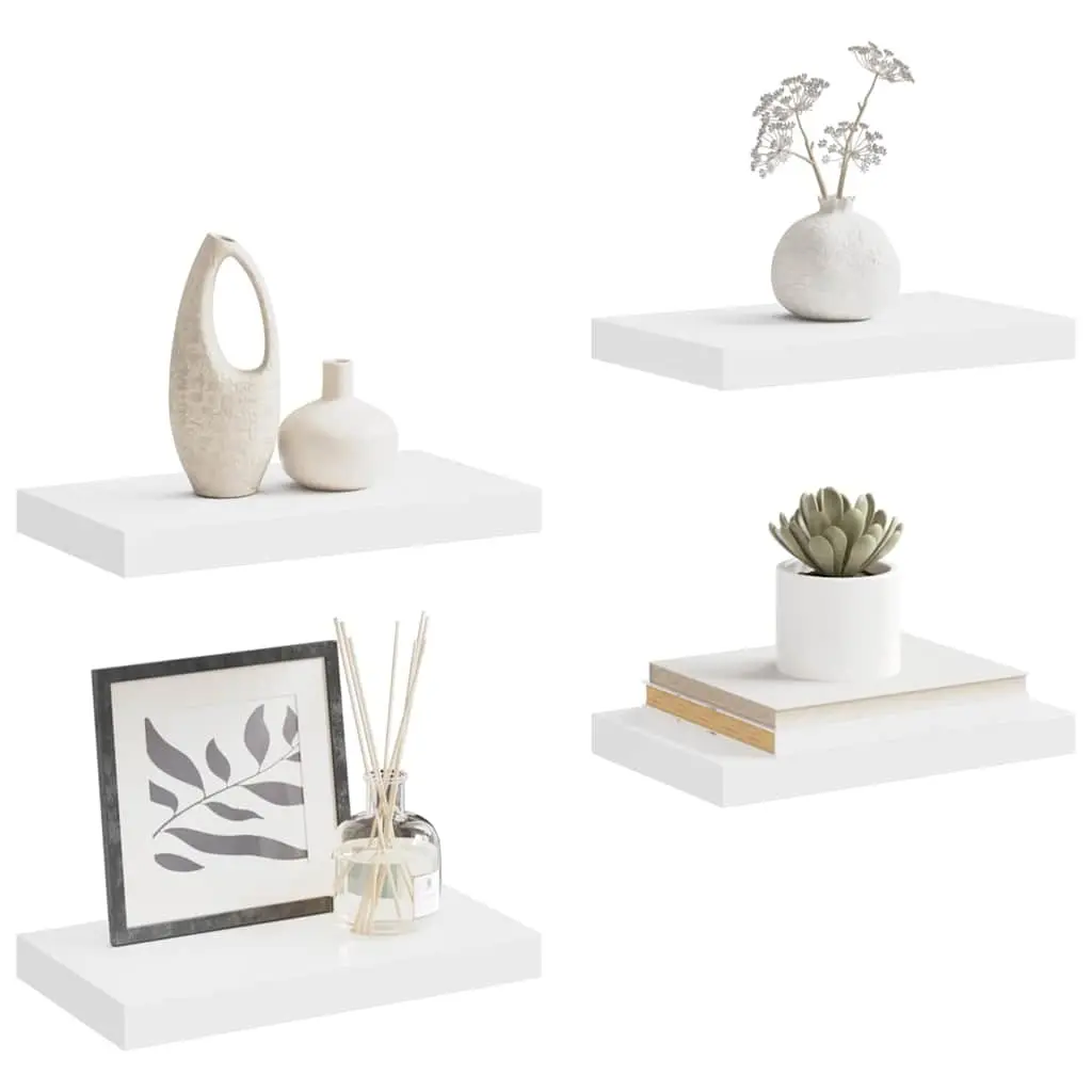 Floating Wall Shelves Set White 40 x 23.5 x 3.8 cm Honeycomb MDF with Metal Frame