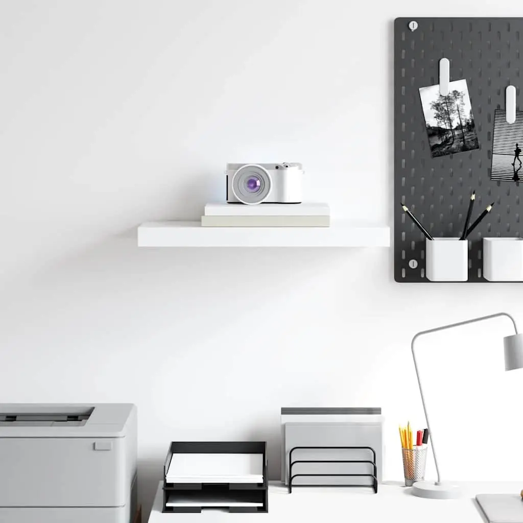 Floating Wall Shelf White 50 x 23.5 x 3.8 cm Honeycomb MDF with Metal Frame
