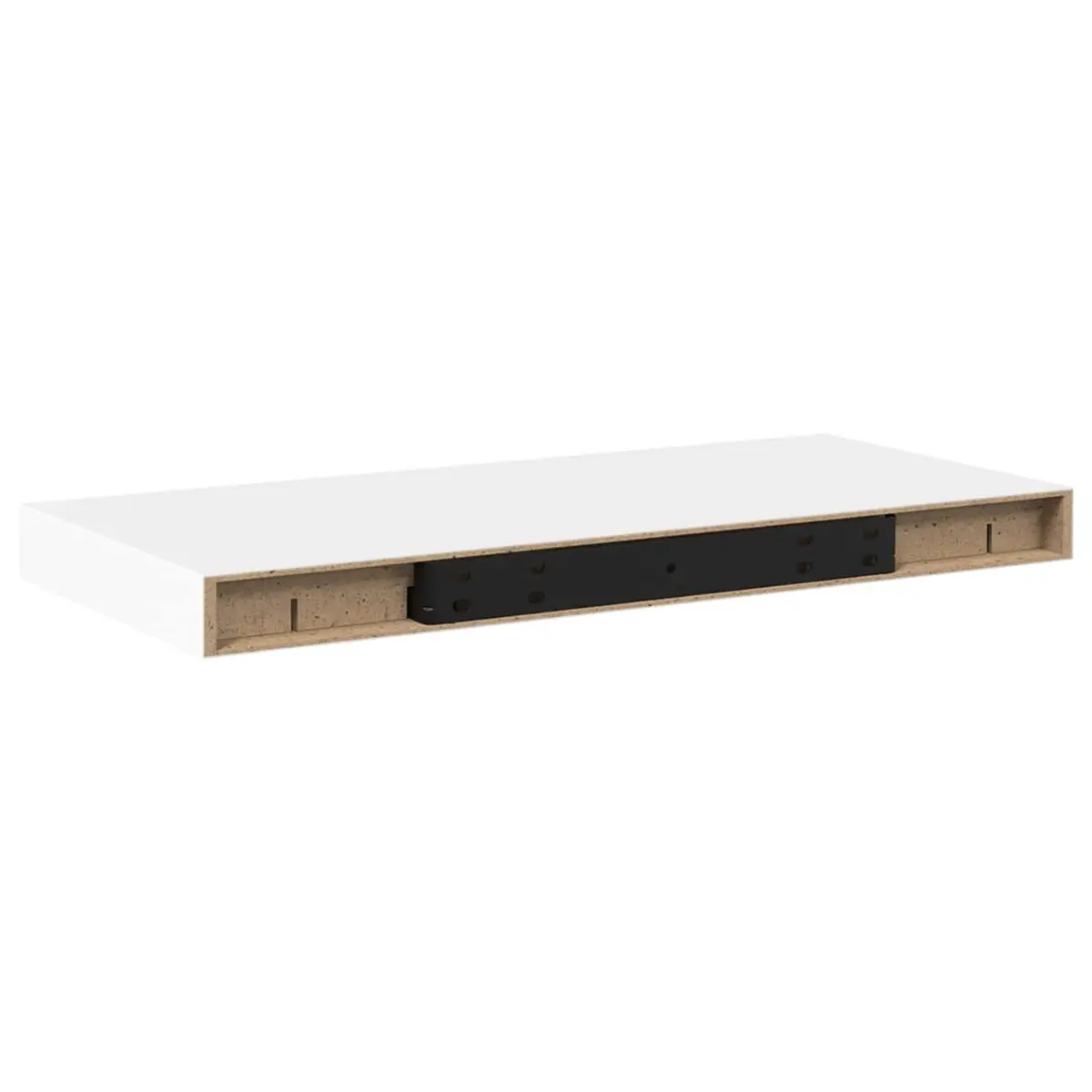 White Floating Wall Shelves 2 Piece Set 50cm Honeycomb MDF with Metal Frame