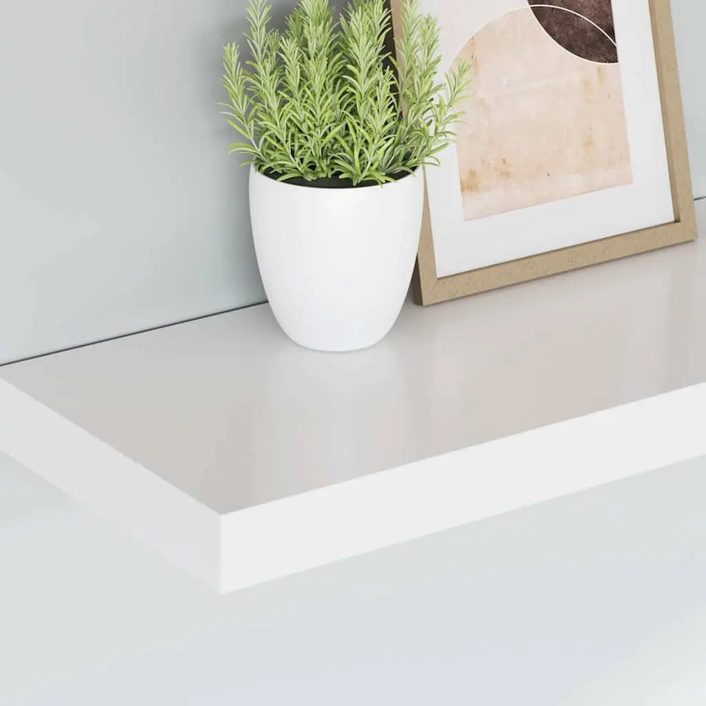 White Floating Wall Shelves 2 Piece Set 50cm Honeycomb MDF with Metal Frame