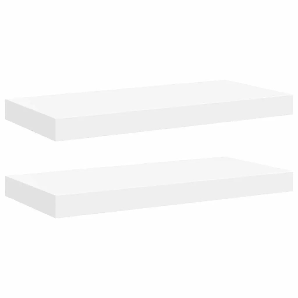 White Floating Wall Shelves 2 Piece Set 50cm Honeycomb MDF with Metal Frame