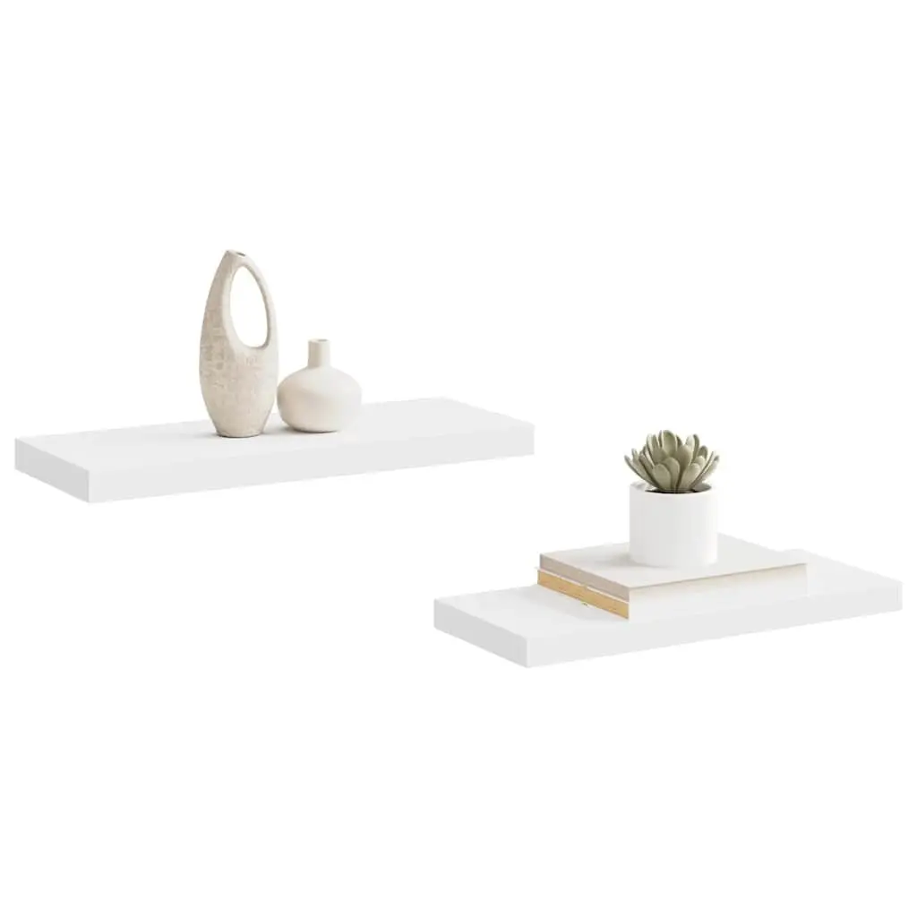 Floating Wall Shelves White 60x23.5x3.8 cm Honeycomb MDF 2 Piece