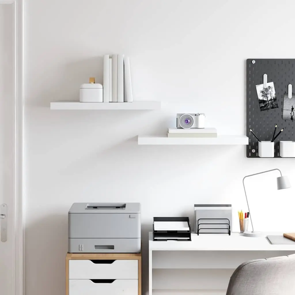 Floating Wall Shelves White 60x23.5x3.8 cm Honeycomb MDF 2 Piece