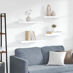 Floating Wall Shelves 4 Piece Set White Display Ledge Storage Organizer Decor