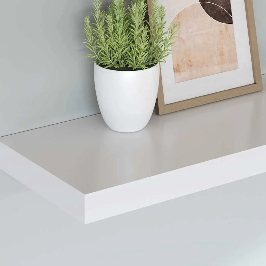 Floating Wall Shelves White Display Ledge 60 x 23.5 x 3.8 cm Honeycomb MDF with Metal Frame 4 Piece Set