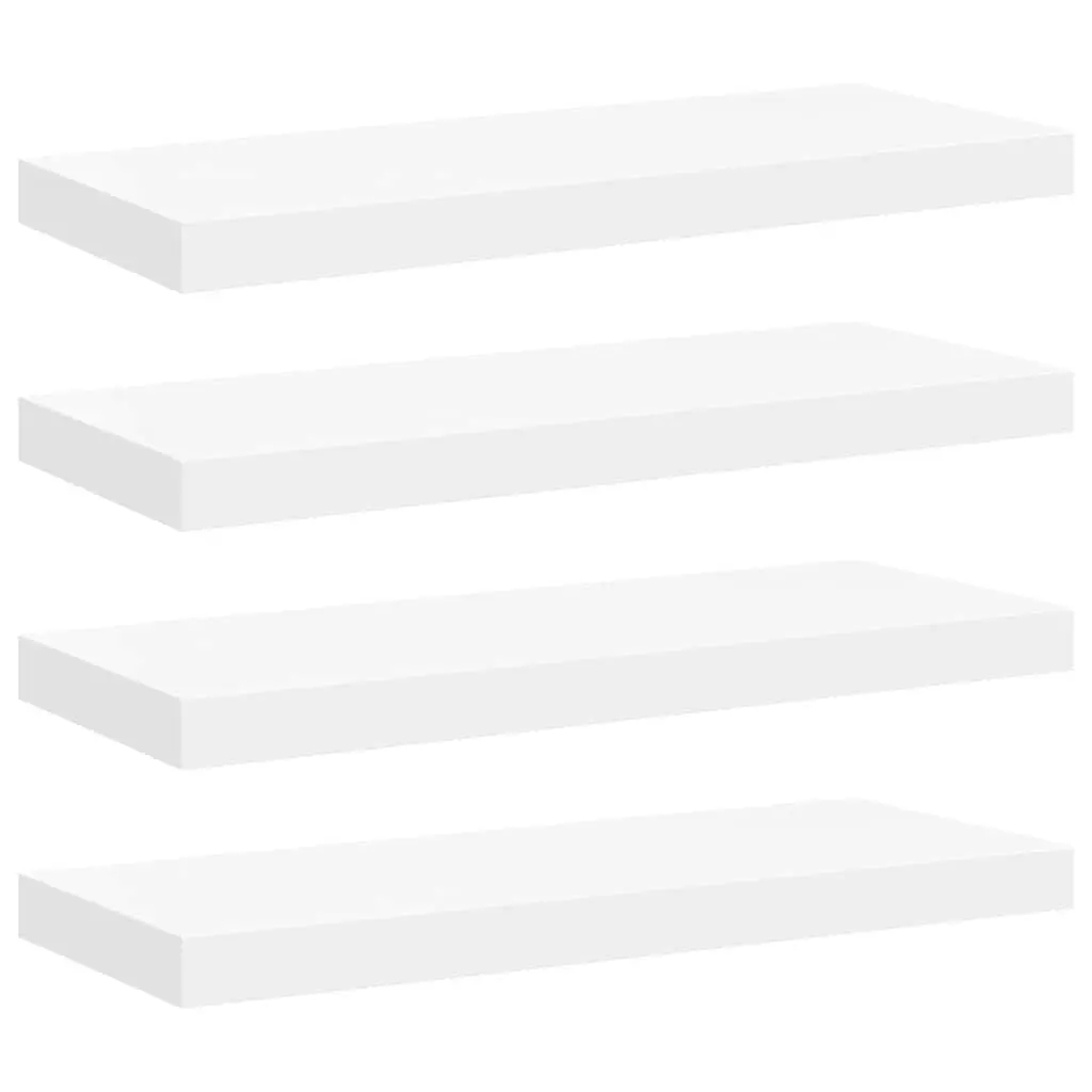 Floating Wall Shelves White Display Ledge 60 x 23.5 x 3.8 cm Honeycomb MDF with Metal Frame 4 Piece Set