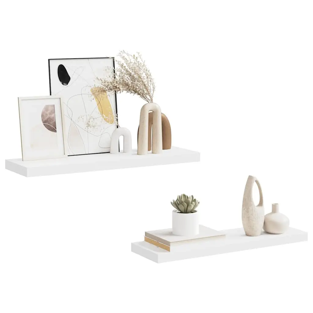 Floating Wall Shelves White 80x23.5x3.8 cm Honeycomb MDF with Metal Frame 2 Piece