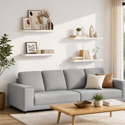 Set of 4 White Floating Wall Shelves for Home Decor