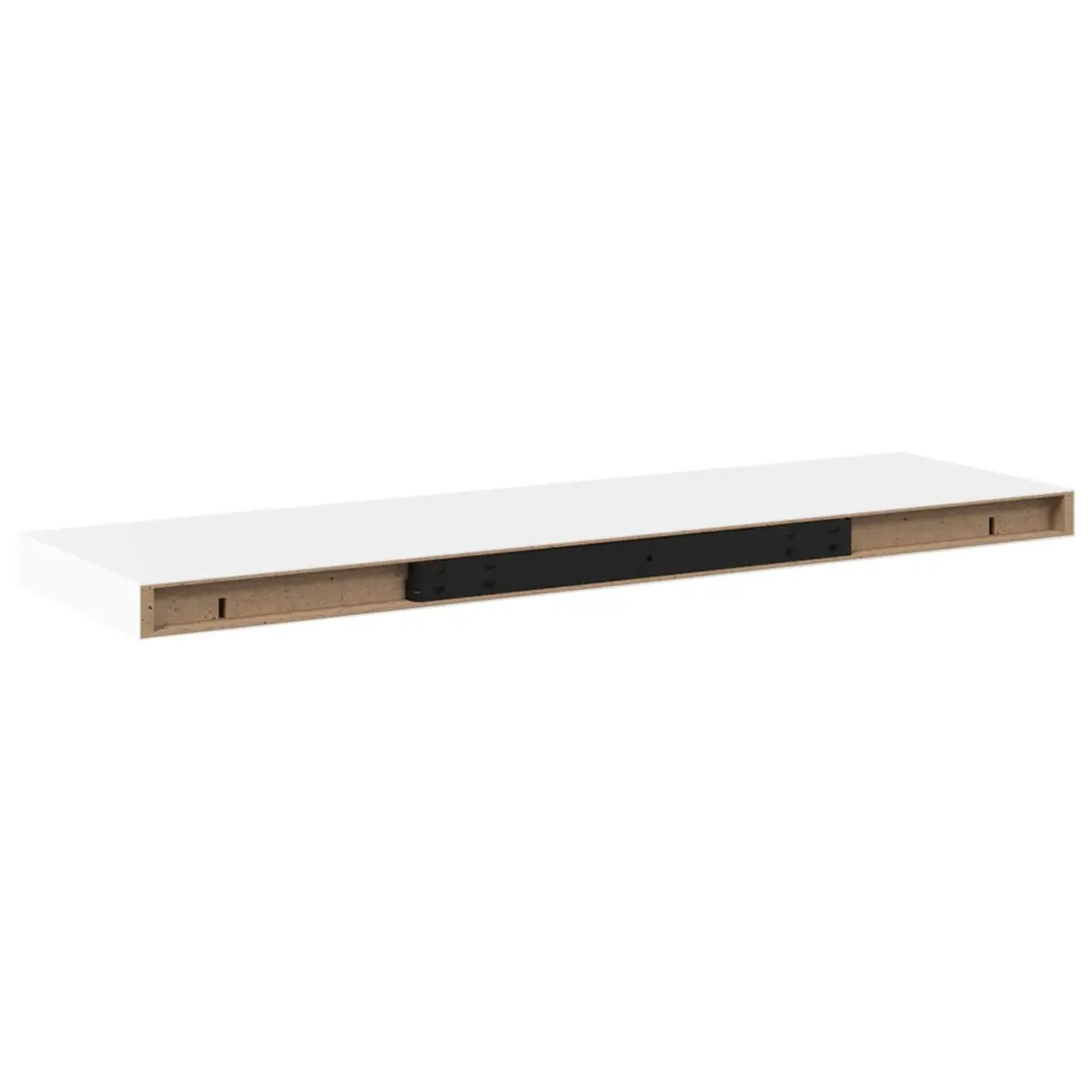 Floating Wall Shelves White Set 4 Honeycomb MDF Metal 80 x 23.5 x 3.8 cm