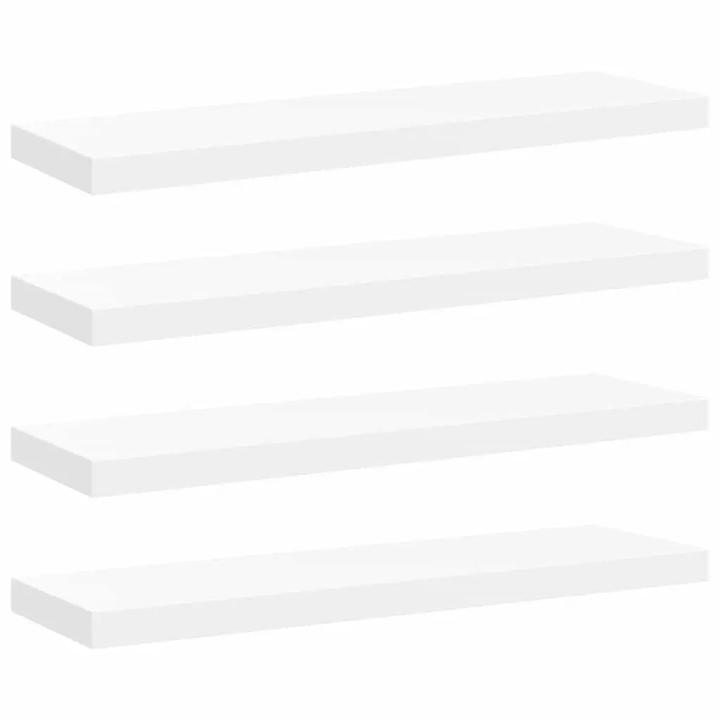 Floating Wall Shelves White Set 4 Honeycomb MDF Metal 80 x 23.5 x 3.8 cm