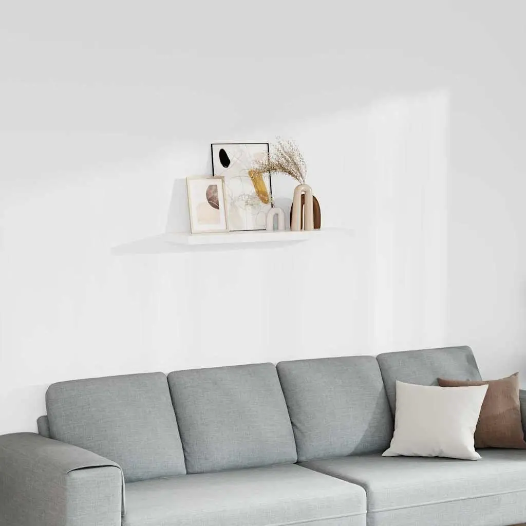 Floating Wall Shelf White Display Ledge 90 x 23.5 x 3.8 cm Metal Honeycomb MDF