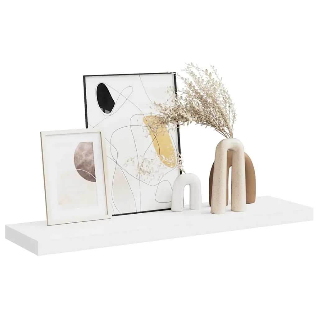 Floating Wall Shelf White Display Ledge 90 x 23.5 x 3.8 cm Metal Honeycomb MDF