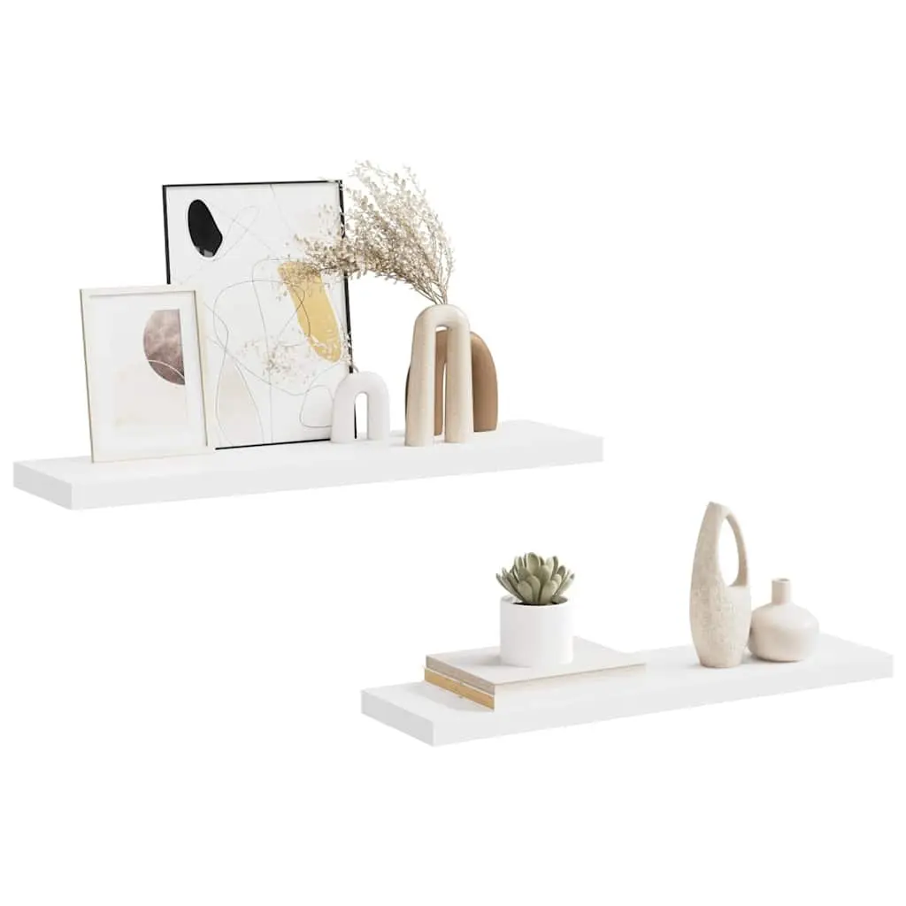 Floating Wall Shelves White 90 x 23.5 x 3.8 cm Honeycomb MDF with Metal Frame 2 Piece